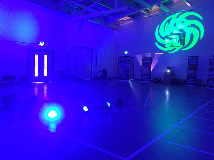 The LED light configuration proposed was able to bathe the entire school sports hall in any chosen colour